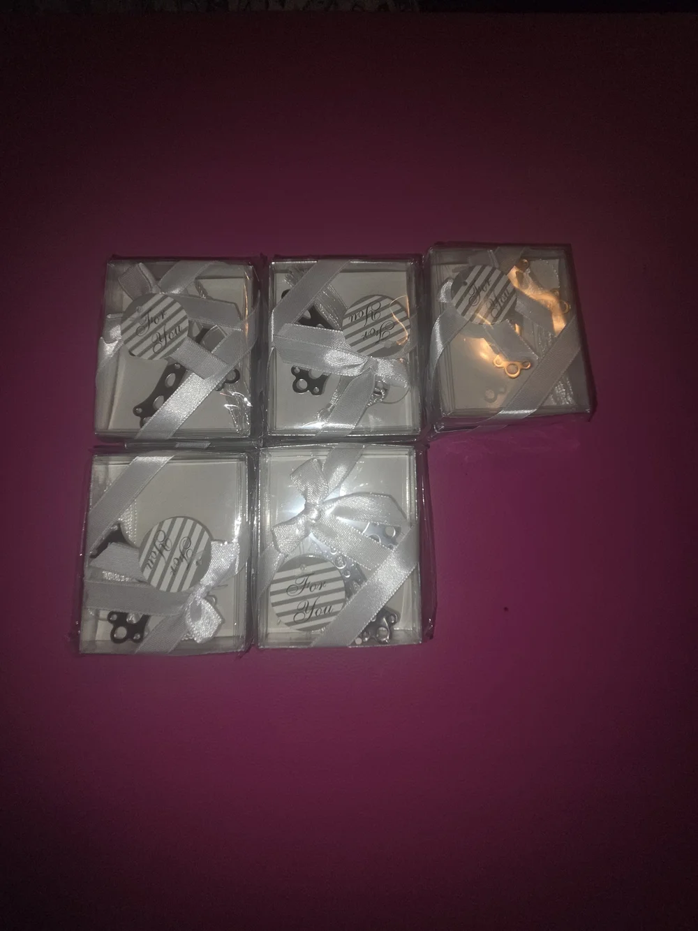 Lot Of 11..Elegant Silver Cross Favor with White Ribbon - Party Favor